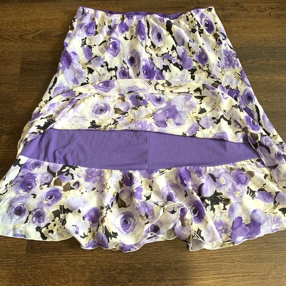 Notation Purple A-line Flowered Chiffon Skirt - Picture 7 of 7